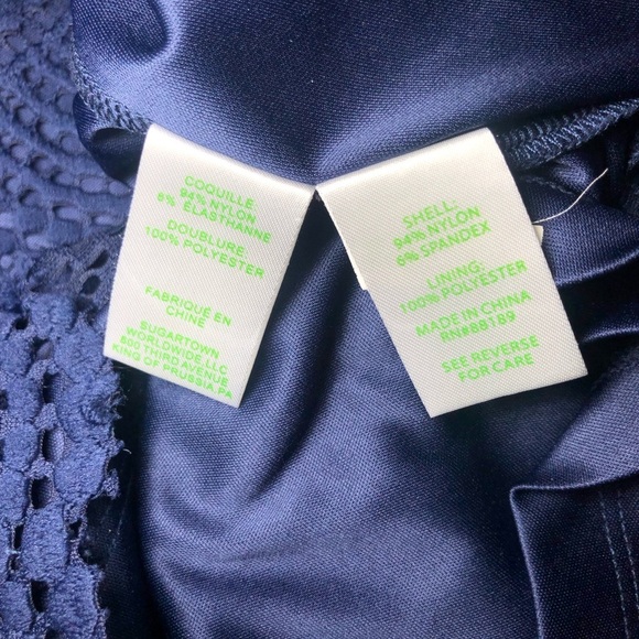 Lilly Pulitzer Jade Dress True Navy Scalloped Shell Lace Off Shoulder, Size XXS - Picture 4 of 9